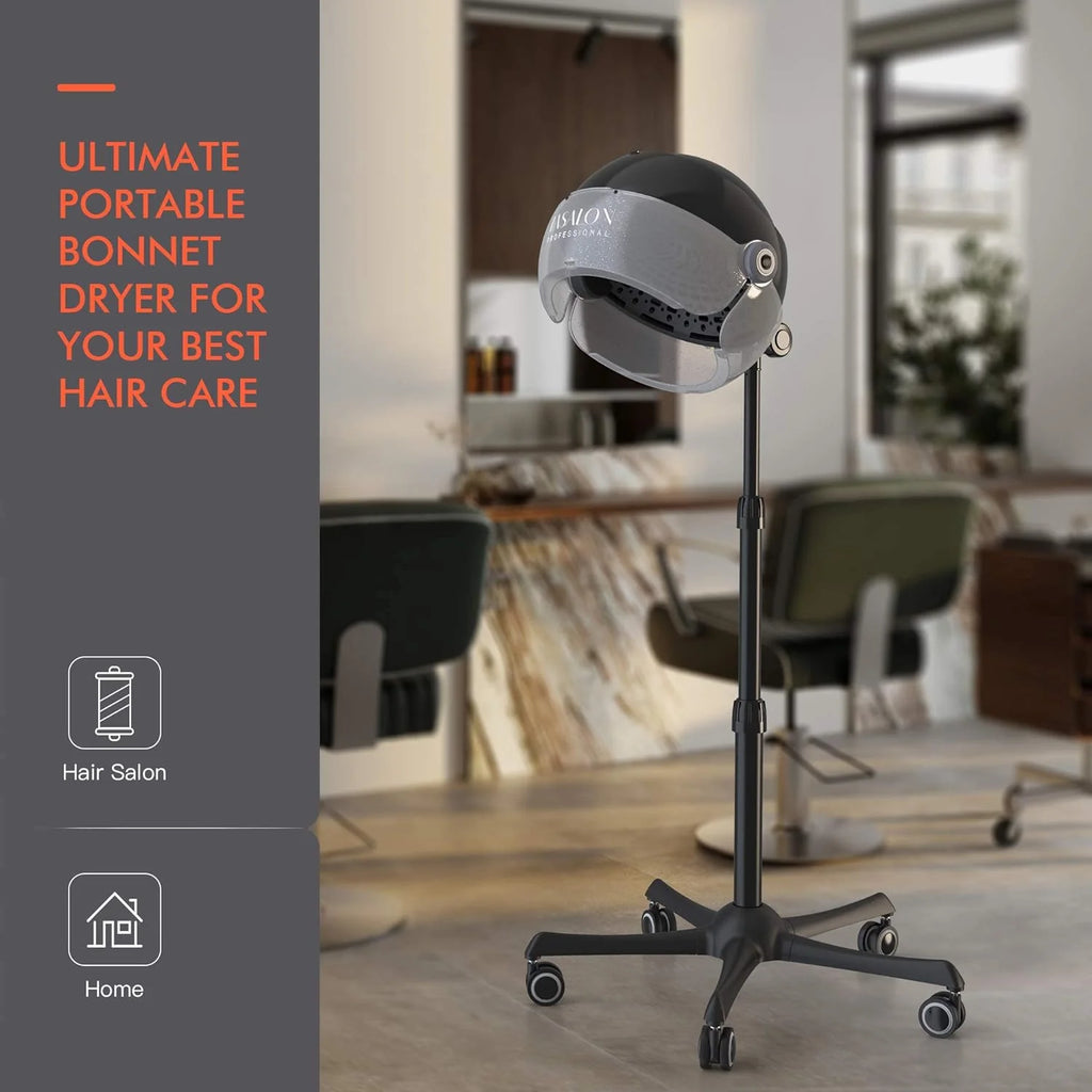 Hooded Dryer - 1875W Bonnet Hair Dryer - Sit Under Hair Dryer for Home and Salon - Auto Hair Dryer Hood with 3 temperature settings - Standing Hair Dryer - Portable Hair Dryer