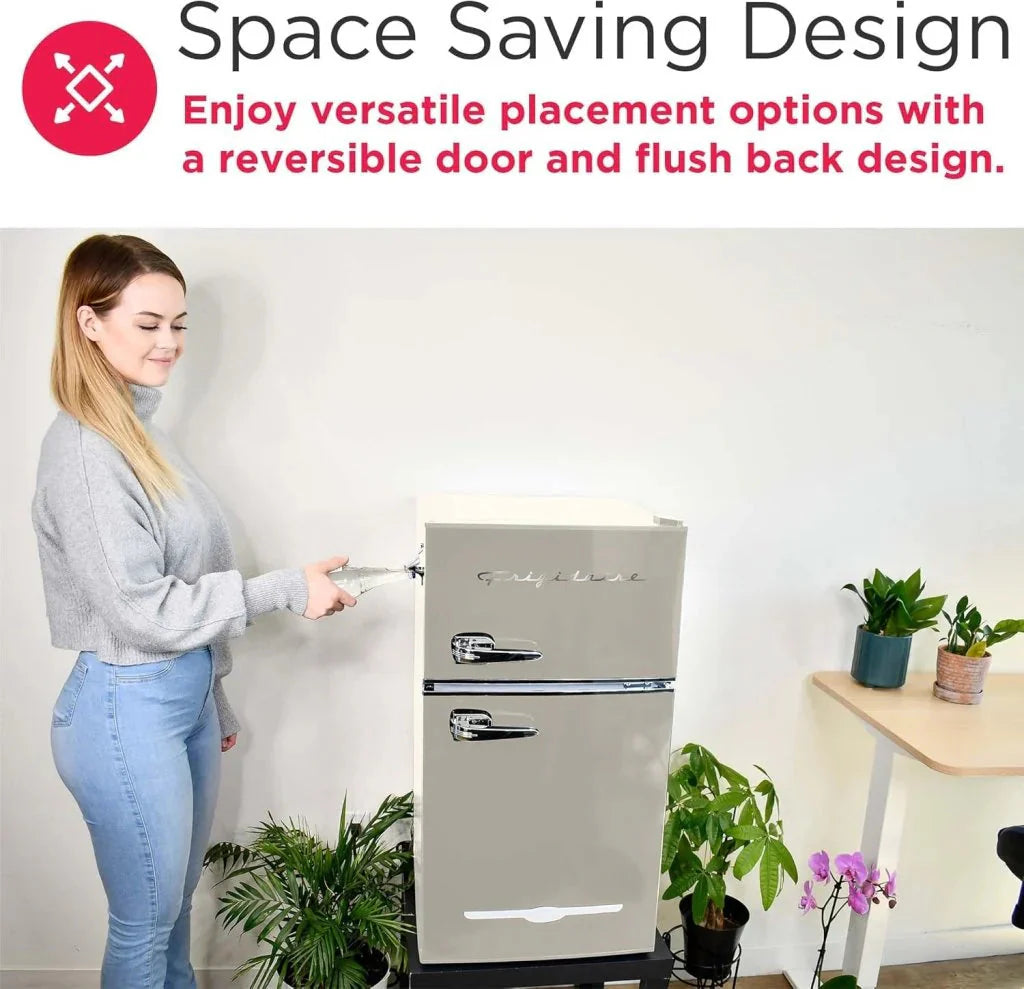 Frigidaire Retro Mini Fridge with Freezer & Side Bottle Opener-Small 2 Door Refrigerator for Office Bar or College Dorm Room-3.1 Cu Ft – 19”D x 20.5 W x 33.5 H