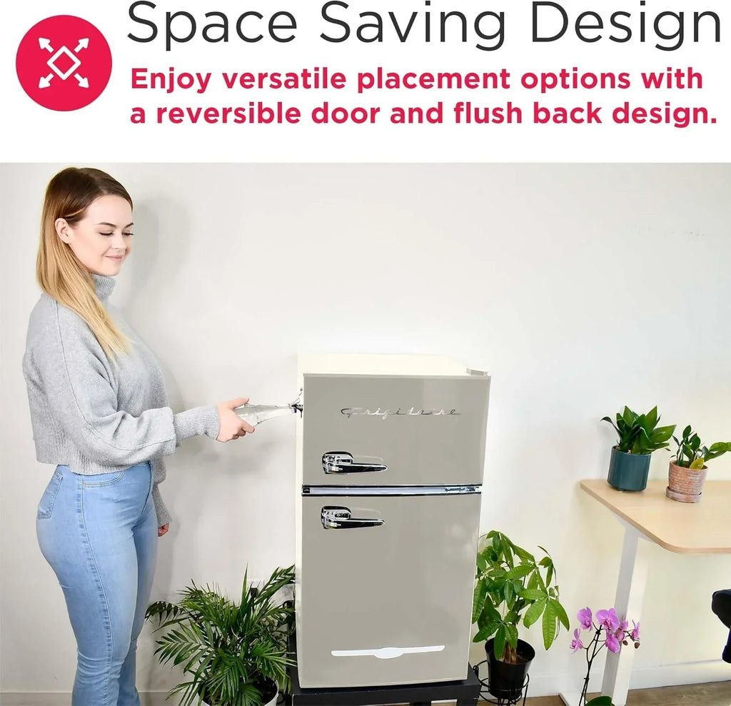 Frigidaire Retro Mini Fridge with Freezer & Side Bottle Opener-Small 2 Door Refrigerator for Office Bar or College Dorm Room-3.1 Cu Ft – 19”D x 20.5 W x 33.5 H