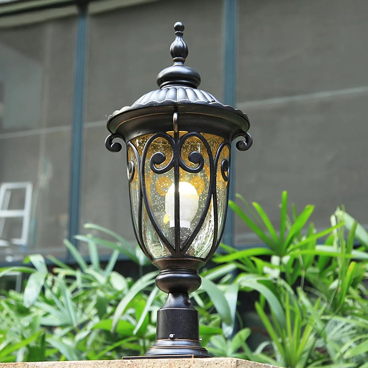 23 Large Outdoor Wall Light for Porch, 2 Pack Aluminium Exterior Wall Mount Lantern for House, Vintage Bronze Outside Wall Sconce with Clear Seeded Glass Shade for Garage
