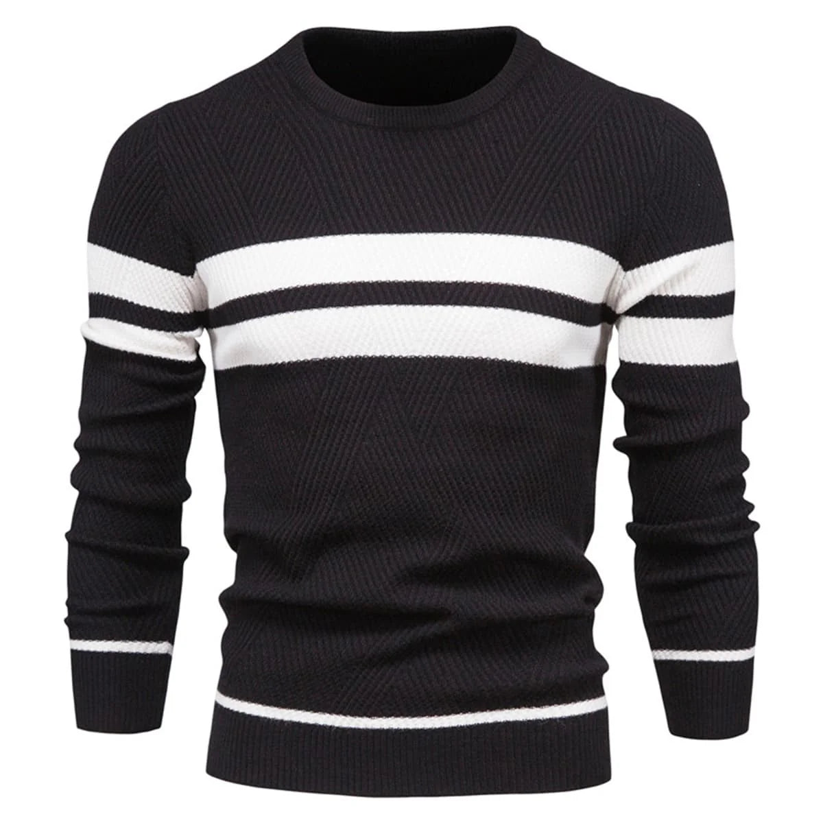 Men's Crew Neck Pullover Striped Sweater