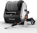 Pressure Washer, Electric Wall Mounted Power Washer with 100FT Retractable Hose, Soap Tank and 4-Nozzle Set, Dark Silver