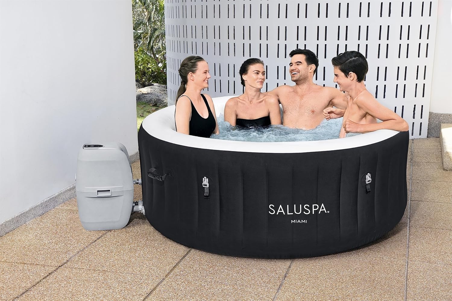 Inflatable Hot Tub Spa (71 x 26) | Portable Hot Tub with 2 Covers (1 Energy-Efficient Thermal Cover and 1 Standard Cover) | Fits Up to 2-4 Persons | Black