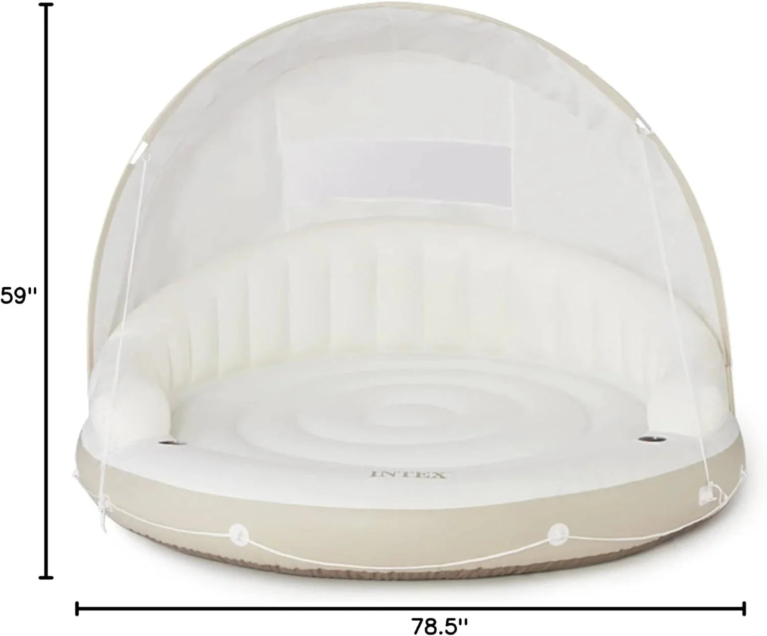 58292EP Canopy Island Inflatable Pool Float: Comfortable Lounge Surface – Built-in Cup Holders – Detachable Sunshade – 440lb Max Weight Capacity – 78.5 x 59