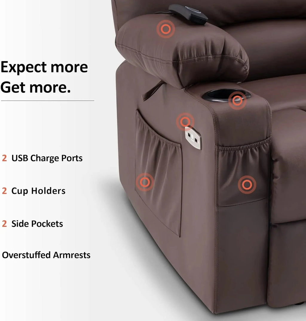 Heated Lift Recliner for Seniors with USB & Cup Holders