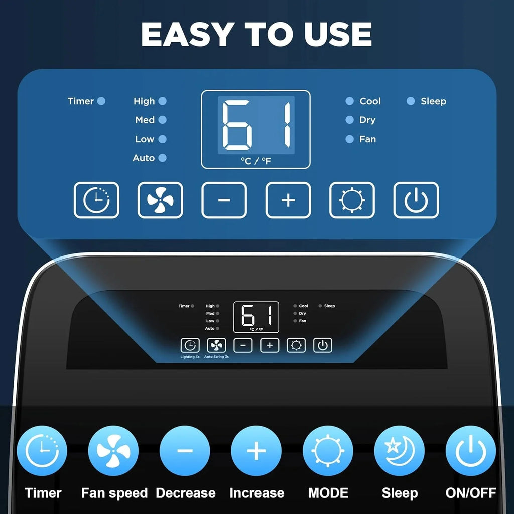 14000 BTU Portable Air Conditioners with Remote Control, 3-in-1 Free Standing Cooling AC Unit with Fan & Dehumidifier, Cools Room up to 700 sq.ft, Smart/Sleep Mode,3 Speed,Auto Swing,24H Timer