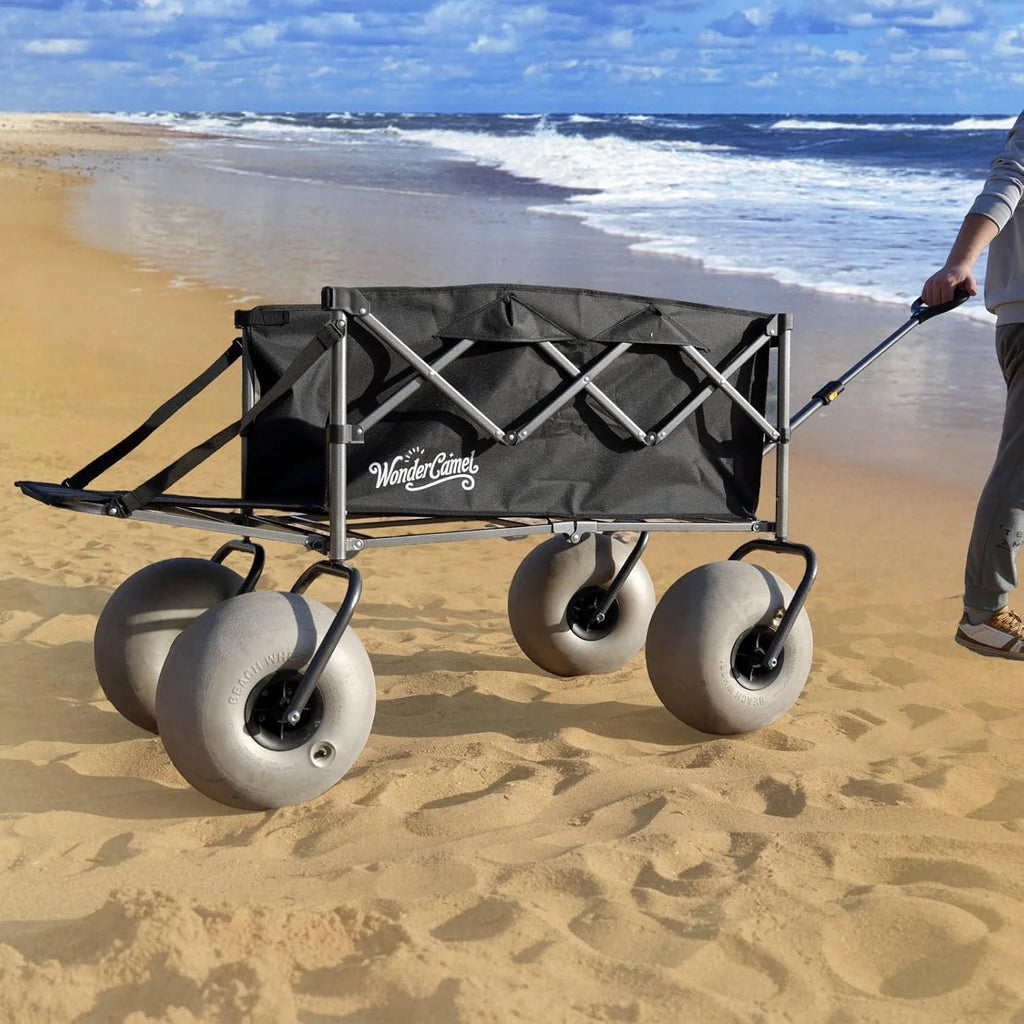 Beach Wagon with 13 Balloon Wheels, Collapsible, All-Terrain, 185L