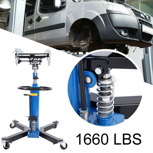 1660 Pounds Hydraulic Car Transmission Jack Vertical Lift with 360 Swivel Wheel Pedal ,Blue,33-70(0.75Ton)