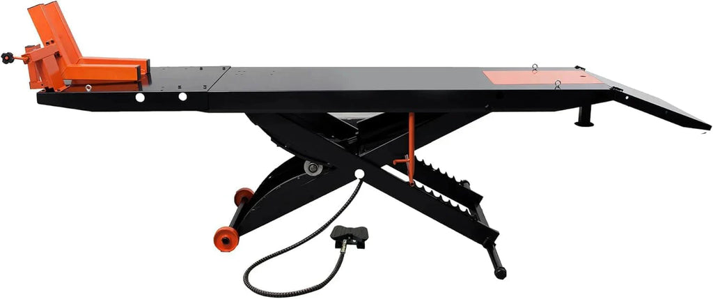 APlusLift MT1500X 1500LB Air-Operated Motorcycle & ATV Lift Table – 48 Wide with Side Extensions, 2-Year Warranty