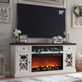 SinCiDo Farmhouse Fireplace TV Stand with 36 Electric Fireplace for 80 Inch TVs, 31 Tall Entertainment Center w/Drawer & Diamond Panel Door, Highboy Media Console for Living Room, 70inch, White
