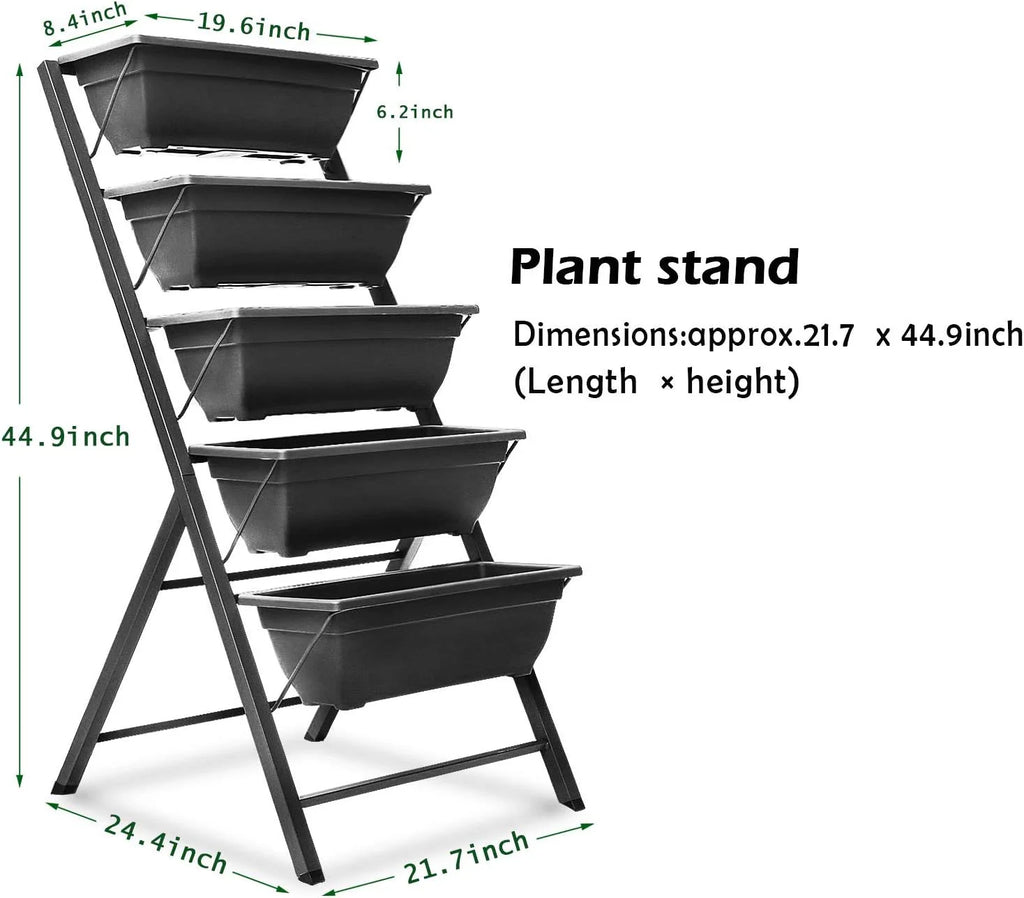 FOYUEE Vertical Herb Garden Planter Box Outdoor Elevated Raised Bed for Vegetables Flower Indoor with Drainage 5 Container