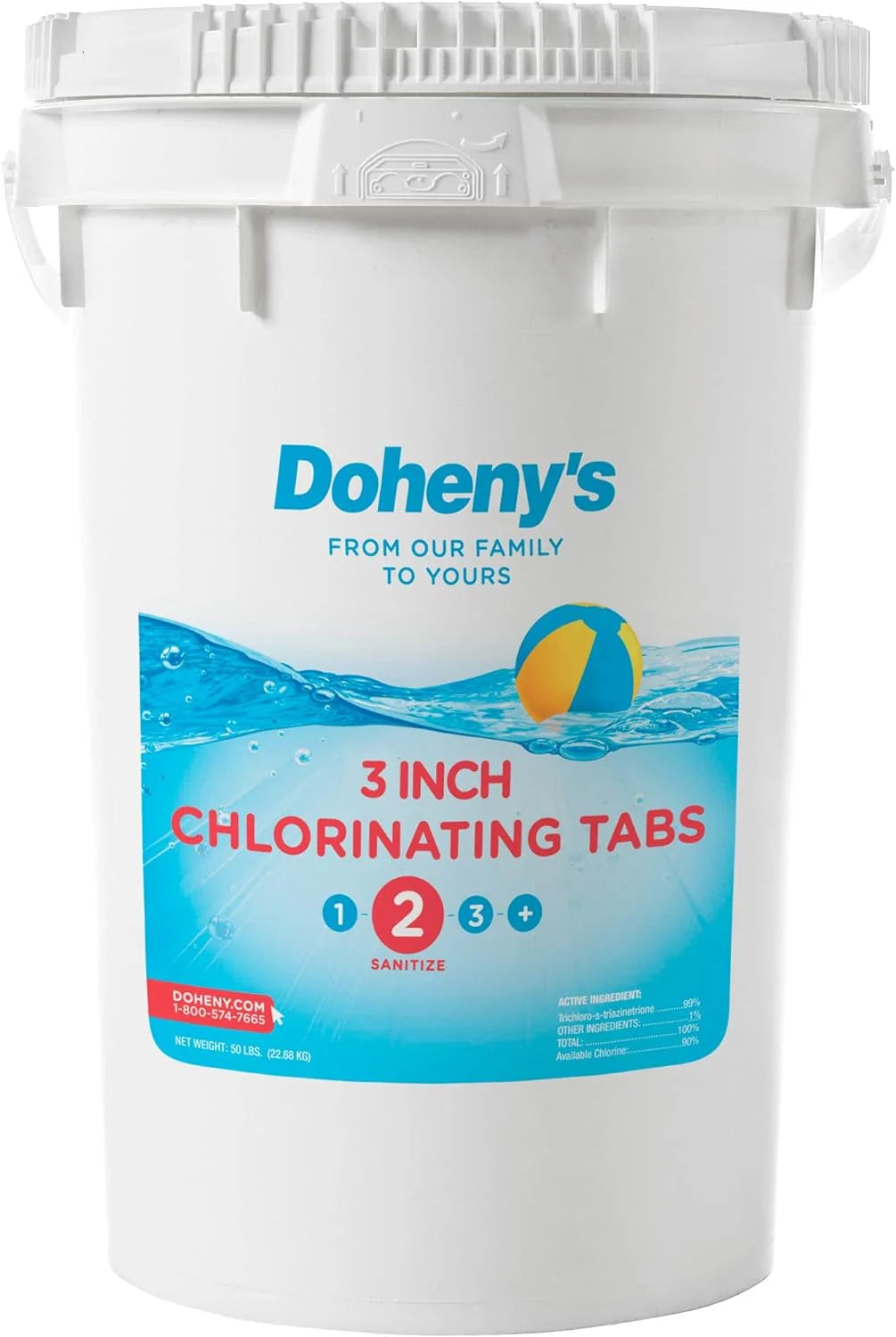 3 Inch Stabilized Chlorine Tablets | Pro-Grade Pool Sanitizer, Long Lasting, Slow Dissolving, 99% Pure Tri-Chlor, Individually Wrapped - 50lb