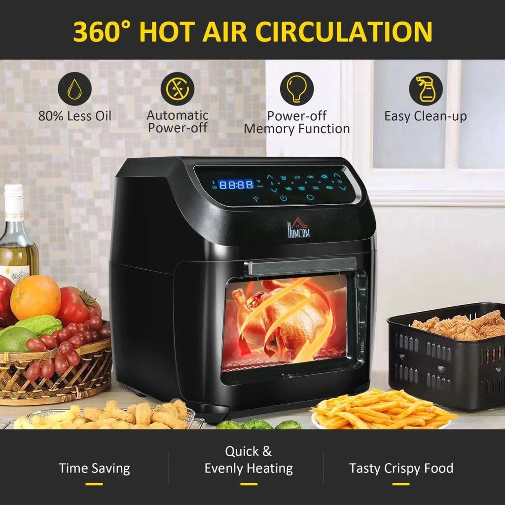 12QT Air Fryer Oven Combo, 8-in-1, 1700W, LED Display, Black, Includes Accessories