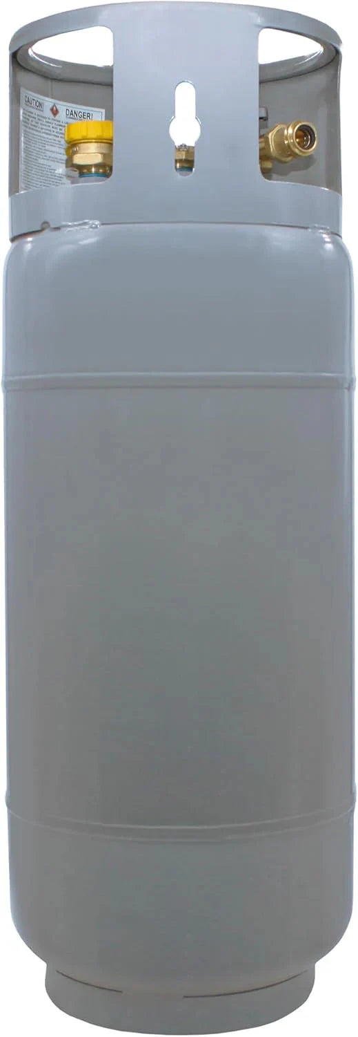 Steel Forklift Propane Tank Cylinder with Built-in Gauge, Gray-Flame King