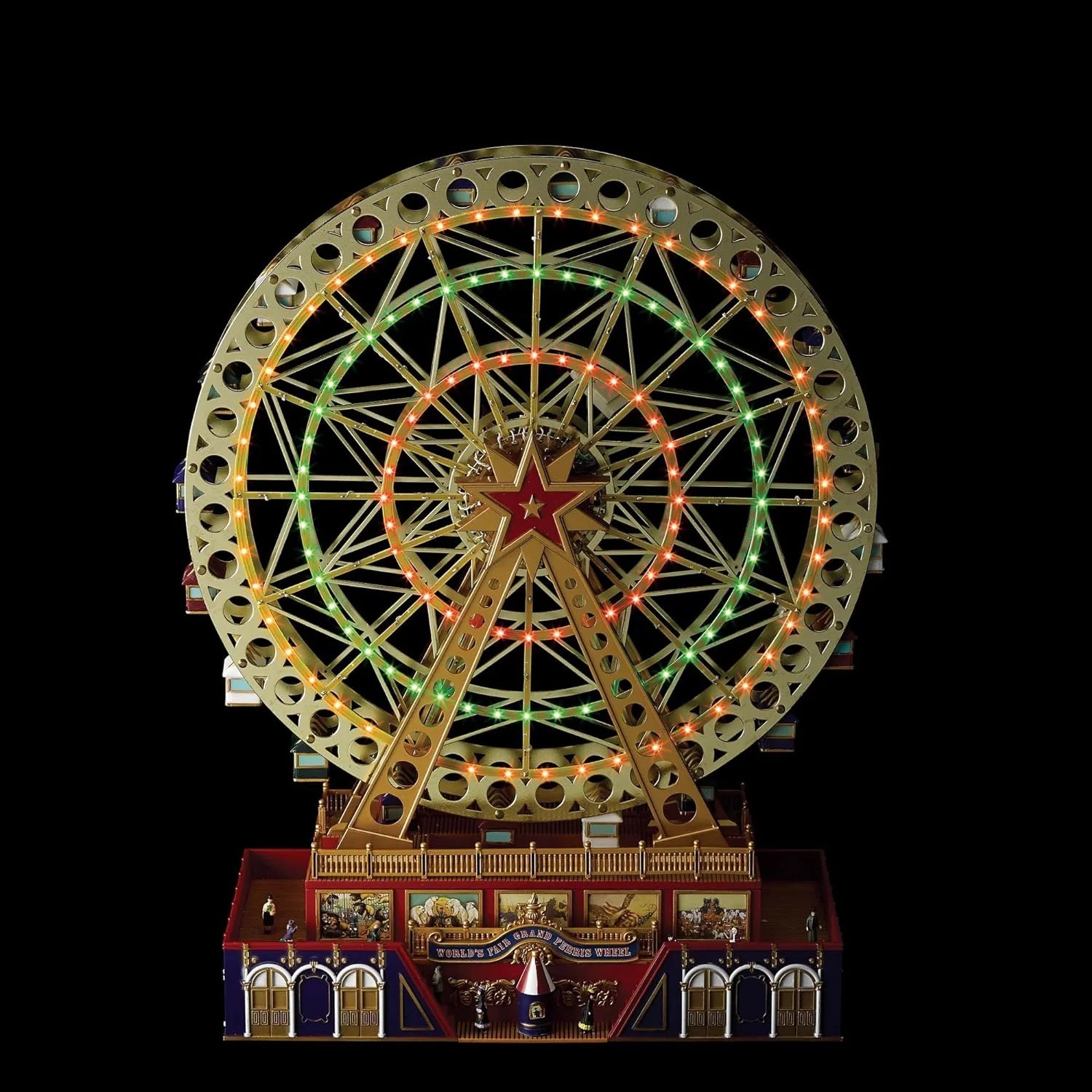 World's Fair Ferris Wheel Musical Animation Indoor Christmas Decor, 15, Gold & Very Merry Carousel Musical Animation Indoor Christmas Decor, 12, Red