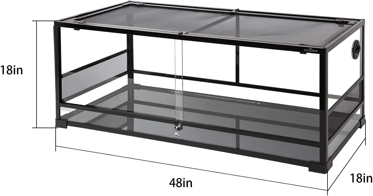 REPTI ZOO 67 Gallon Reptile Terrarium, Sliding Glass Doors, 48x18x18