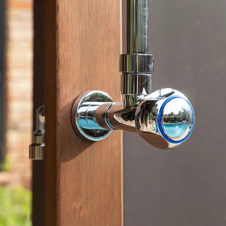 94.5 H Stainless Steel Freestanding Outdoor Shower and Duckboard