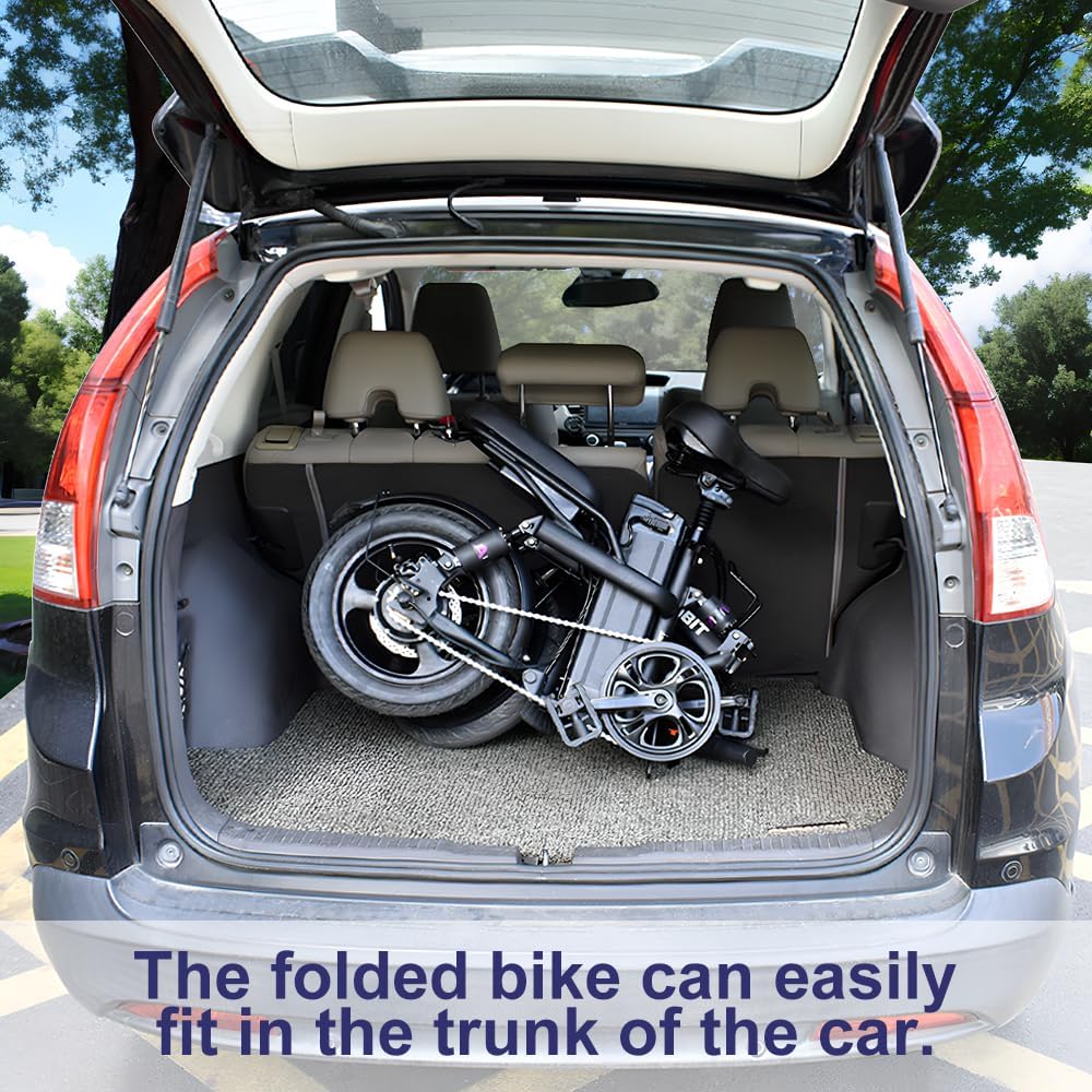 Folding Electric Bike for Adult 400W Brushless Motor Ebike with 48v30A 1440WH Removable Battery UP to 23Mph, 14 Fat Tire City Commuter Ebike,70Miles