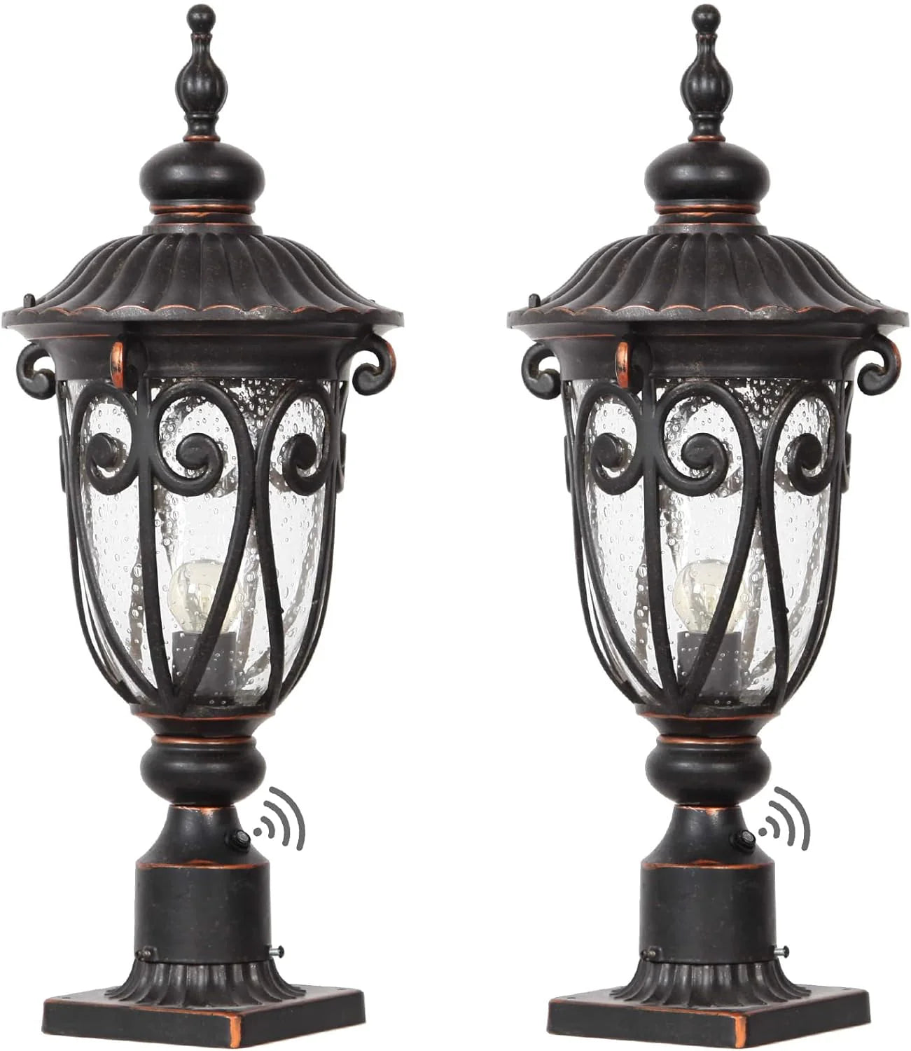 23 Large Outdoor Wall Light for Porch, 2 Pack Aluminium Exterior Wall Mount Lantern for House, Vintage Bronze Outside Wall Sconce with Clear Seeded Glass Shade for Garage