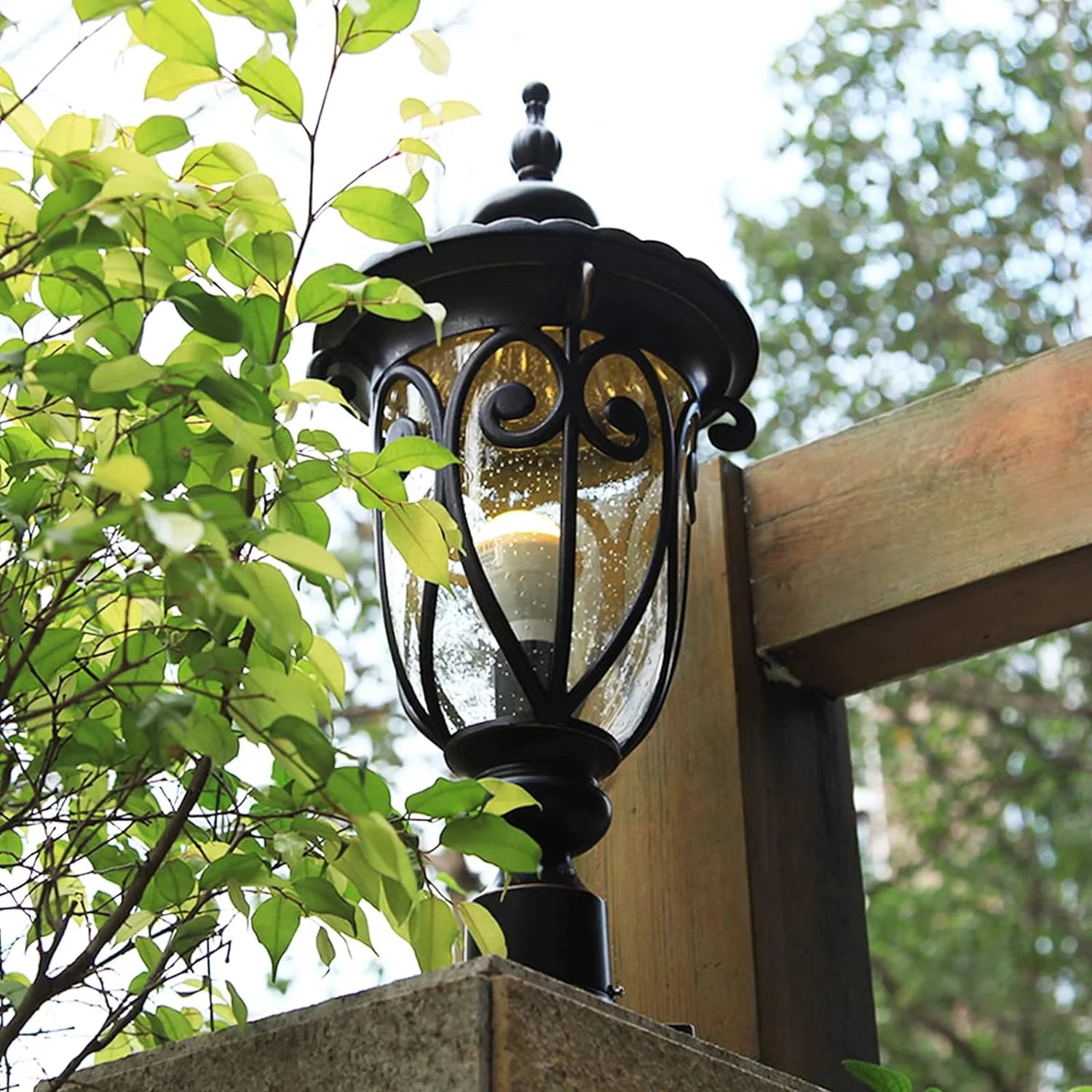 23 Large Outdoor Wall Light for Porch, 2 Pack Aluminium Exterior Wall Mount Lantern for House, Vintage Bronze Outside Wall Sconce with Clear Seeded Glass Shade for Garage