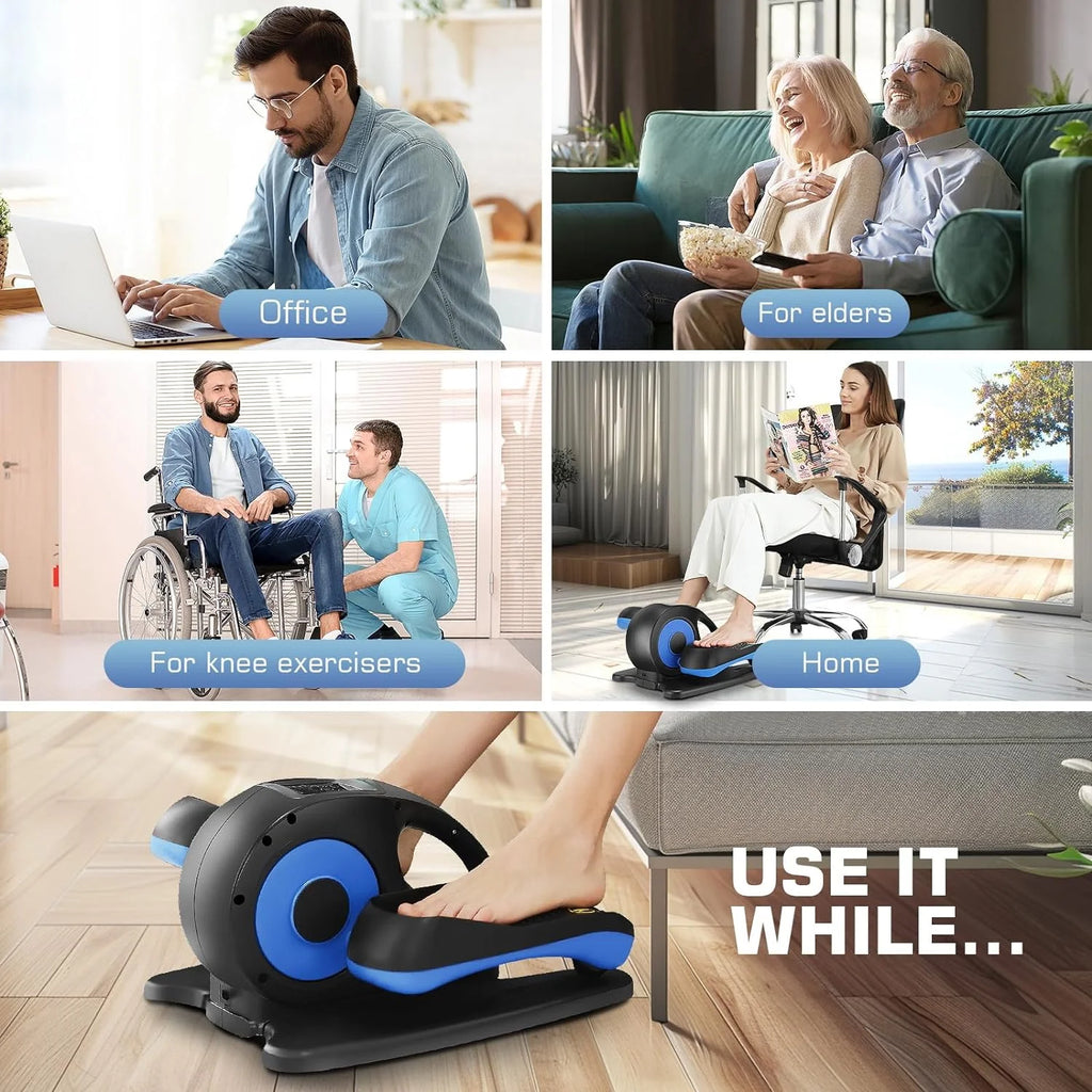 Under Desk Elliptical, Electric Ellipse Leg Exerciser While Sitting for Seniors Adults, Quiet Portable Motorized Seated Foot Pedal Exerciser with Remote Control for Home Office Use