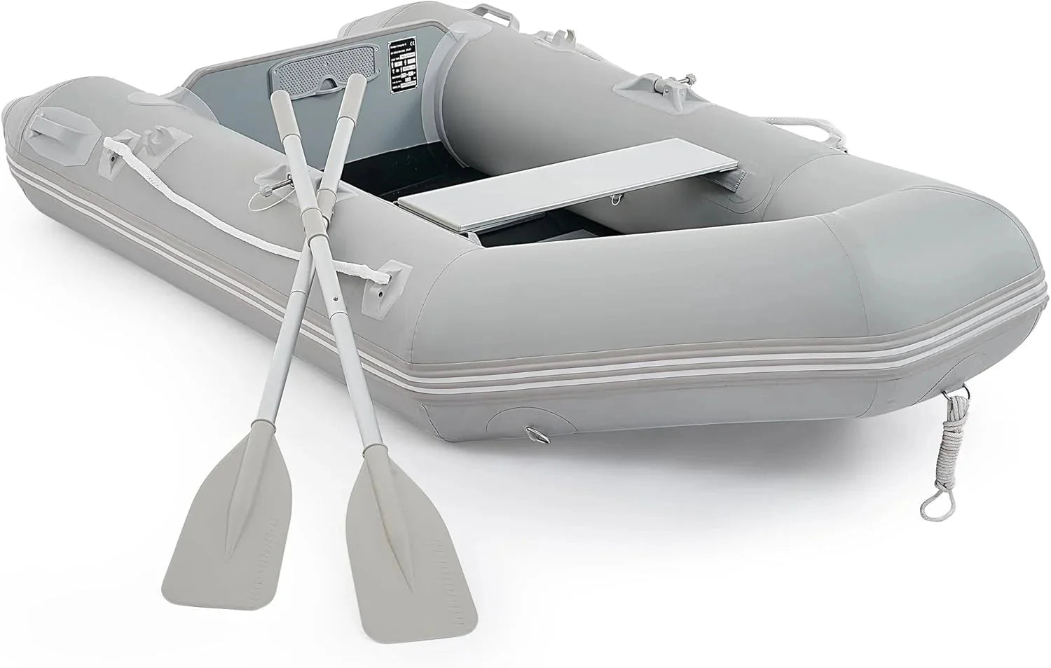 CREWORKS 7.5ft Inflatable Dinghy Boat, 2 Person 660lb Transom Sport Tender Boat with Pump Aluminum Oars Floor, Heavy Duty Inflatable Raft Kayak for Adults