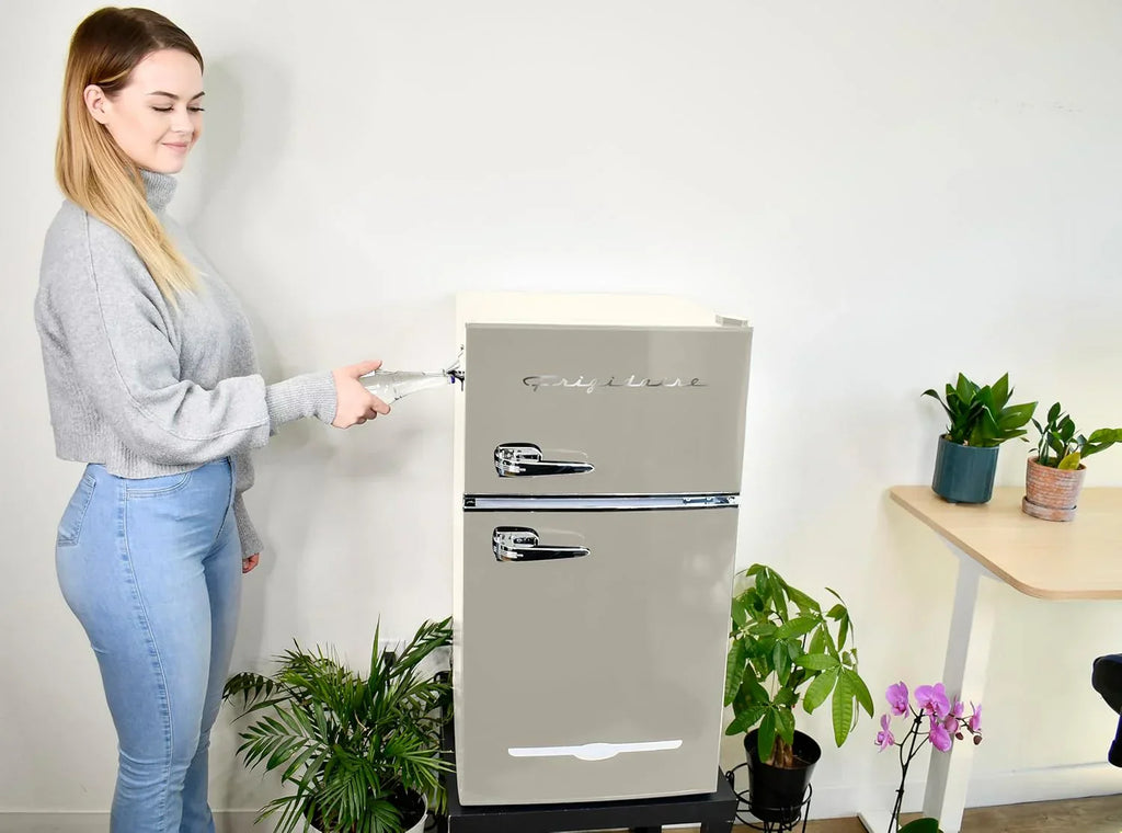 Frigidaire Retro Mini Fridge with Freezer & Side Bottle Opener-Small 2 Door Refrigerator for Office Bar or College Dorm Room-3.1 Cu Ft – 19”D x 20.5 W x 33.5 H