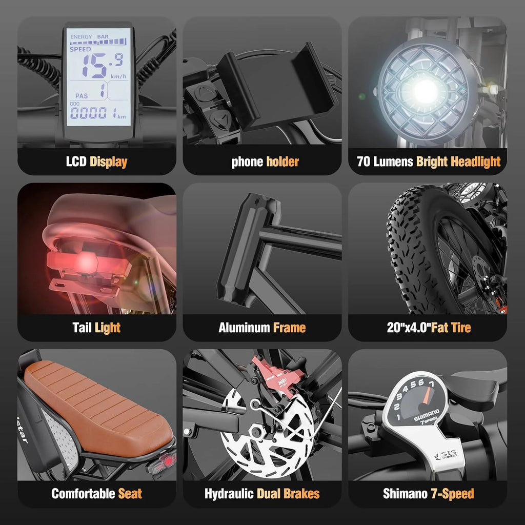 Electric Bike Q20, 2000W, 37Mph, 20 Fat Tires