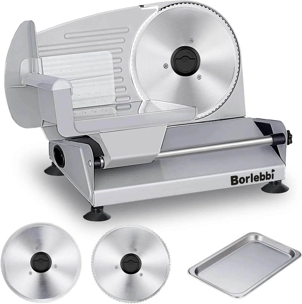 Meat Slicer, 200W Electric Food Slicer with Two Removable 7.5Stainless Steel Blades
