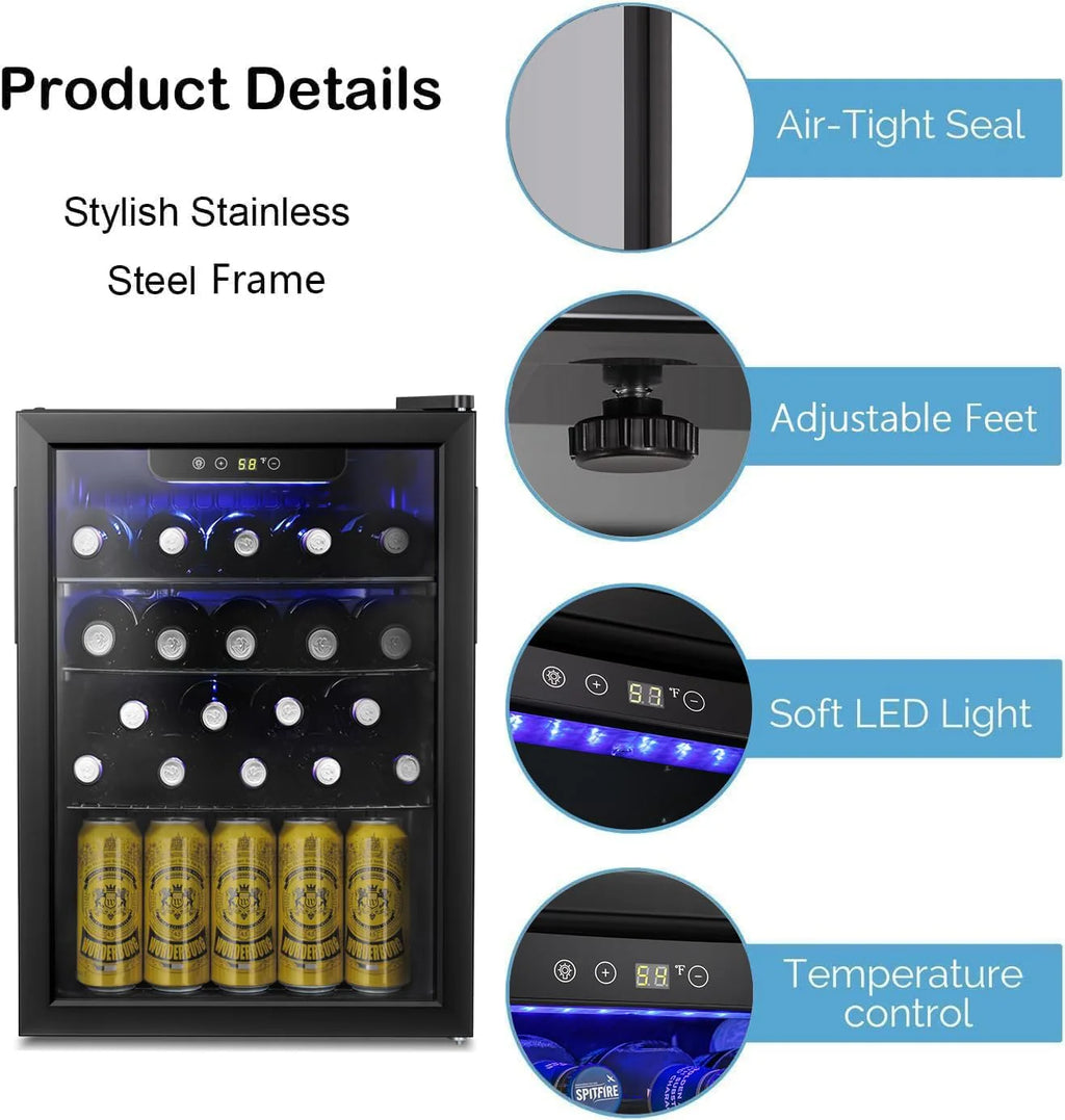 Antarctic Star 36 Bottle Wine Cooler/Cabinet BeverageRefrigerator Small Mini Wine Cellar Beer Soda Bar Fridge Quiet Operation Compressor Adjust Temperature Freestanding Black, 4.4 Cu. ft