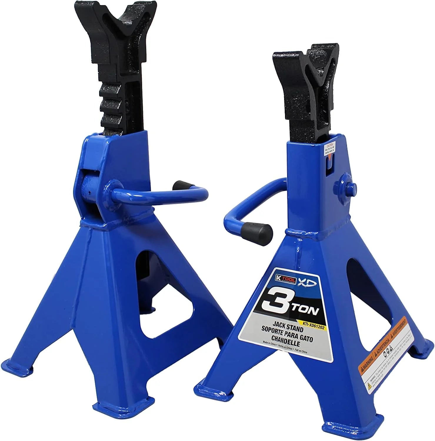 HD61222 22 Ton Automotive Jack Stands for Garages, Repair Shops, and DIY, Pin Style, V Shaped Saddle, Heavy Duty Steel Frame, Adjustable Height 11.825- 19.725, Black/Blue, Pair