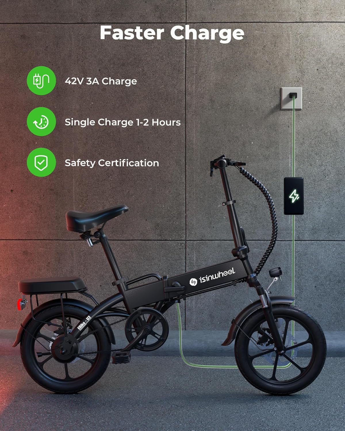 Electric Bike for Adults 500W Motor, 20 mph Folding Ebike, 14/16/20 Adults Electric Bicycles with Smart Uphill, 280.8Wh Battery, 25 Miles PAS Range, Mini E Bikes for Adults and Teens-isinwheel