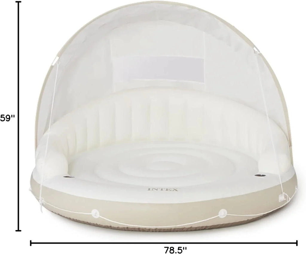 58292EP Canopy Island Inflatable Pool Float: Comfortable Lounge Surface Built-in Cup Holders Detachable Sunshade 440lb Max Weight Capacity 78.5 x 59