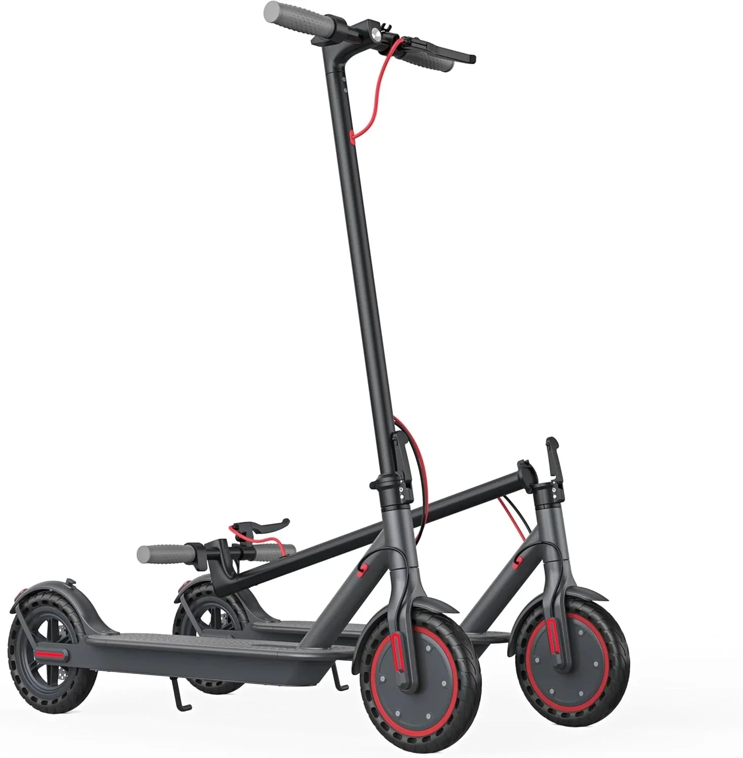 Electric Scooter - 8.5 Solid Tires, 350W Motor, Up to 19 MPH and 21-23 Miles Long-Range Portable Foldable Commuting Scooter for Adults with Double Braking System and App
