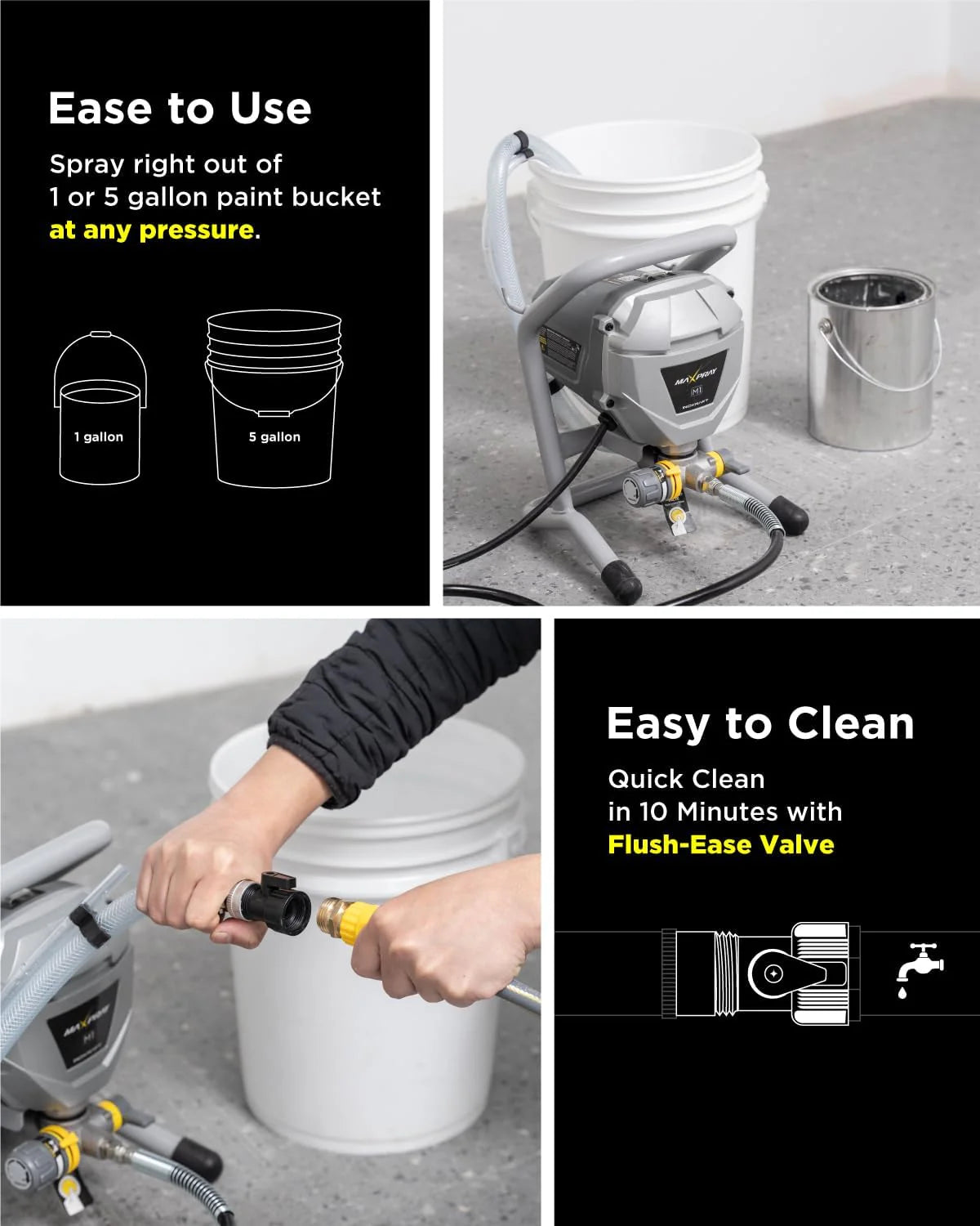 Airless Paint Sprayer, 2024 Version, High Efficiency, Thinning-Free, Minimal Overspray, for Home Exterior & House Interior DIY Painting Projects, with Paint Sprayer Accessories