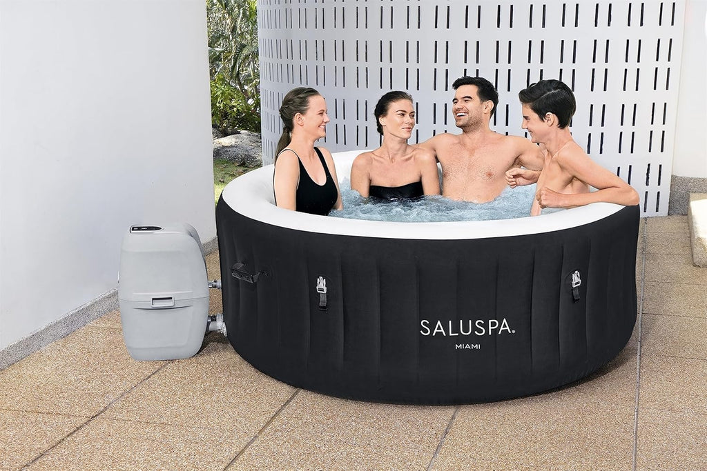 Inflatable Hot Tub Spa (71 x 26) | Portable Hot Tub with 2 Covers (1 Energy-Efficient Thermal Cover and 1 Standard Cover) | Fits Up to 2-4 Persons | Black