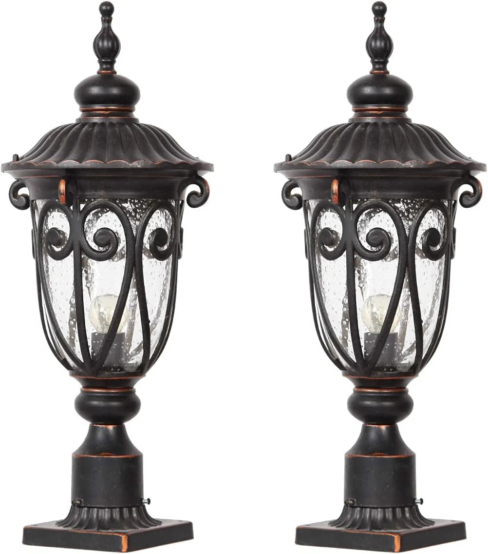23 Large Outdoor Wall Light for Porch, 2 Pack Aluminium Exterior Wall Mount Lantern for House, Vintage Bronze Outside Wall Sconce with Clear Seeded Glass Shade for Garage