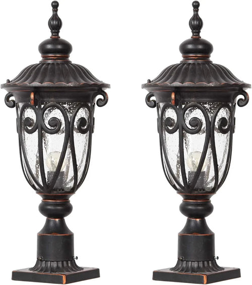 23 Large Outdoor Wall Light for Porch, 2 Pack Aluminium Exterior Wall Mount Lantern for House, Vintage Bronze Outside Wall Sconce with Clear Seeded Glass Shade for Garage