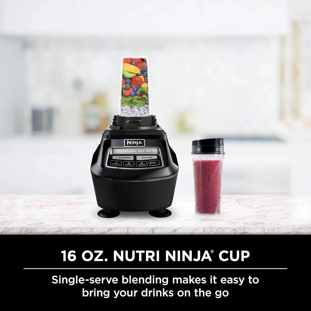 Ninja Blender, Mega Kitchen System, 1500W, 4 Functions for Smoothies, Processing, Dough, Drinks & More, with 72 Blender Pitcher, 64 Processor Bowl, 2 Nutri Cups + Lids, Black, BL770