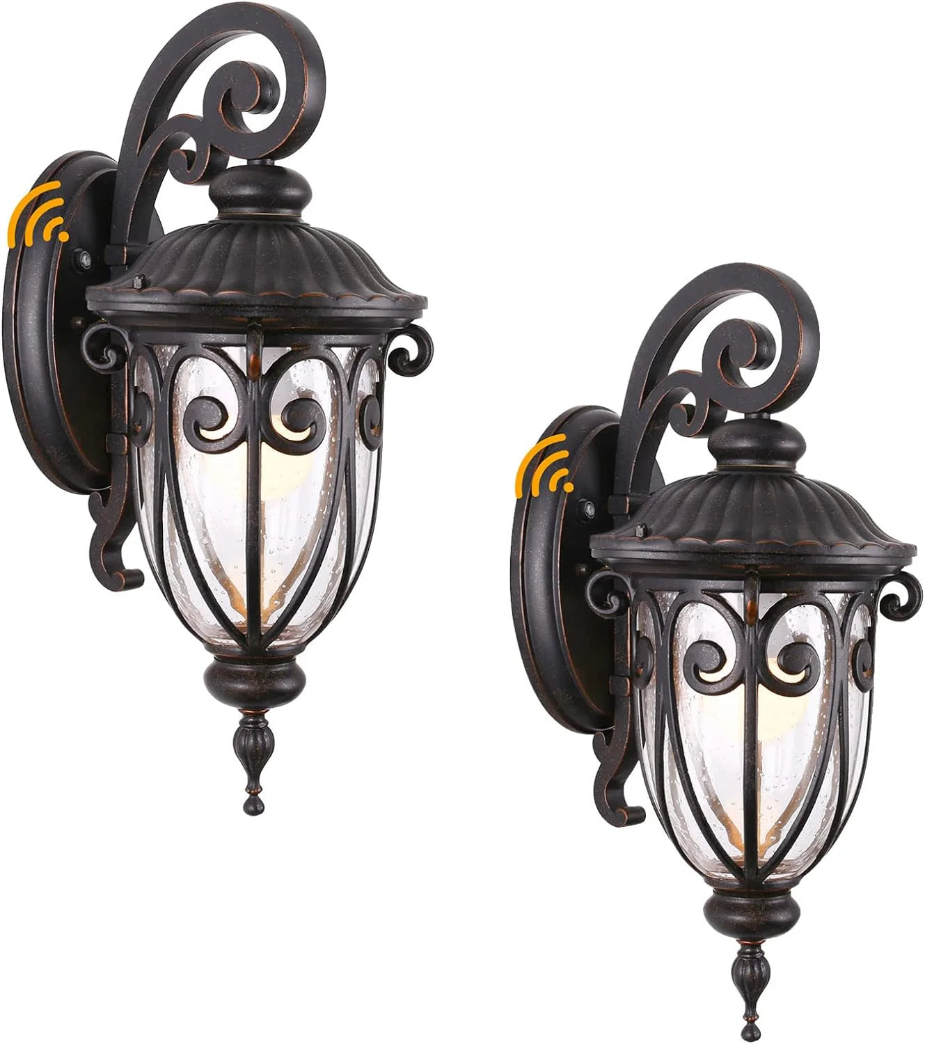 23 Large Outdoor Wall Light for Porch, 2 Pack Aluminium Exterior Wall Mount Lantern for House, Vintage Bronze Outside Wall Sconce with Clear Seeded Glass Shade for Garage