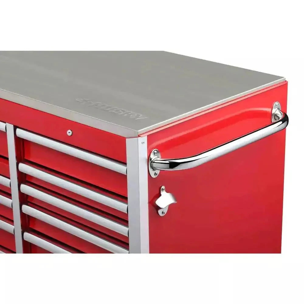 Heavy-Duty 72 in. W x 24 in. D 15-Drawer Tool Chest Stainless Steel Top and Dual Locks Mobile Workbench