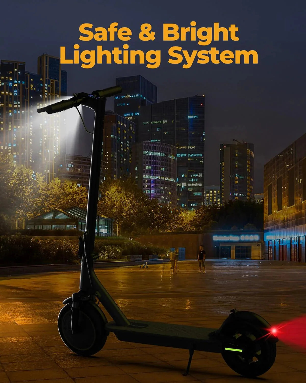 Electric Scooter - 8.5 Solid Tires, 350W Motor, Up to 19 MPH and 21-23 Miles Long-Range Portable Foldable Commuting Scooter for Adults with Double Braking System and App