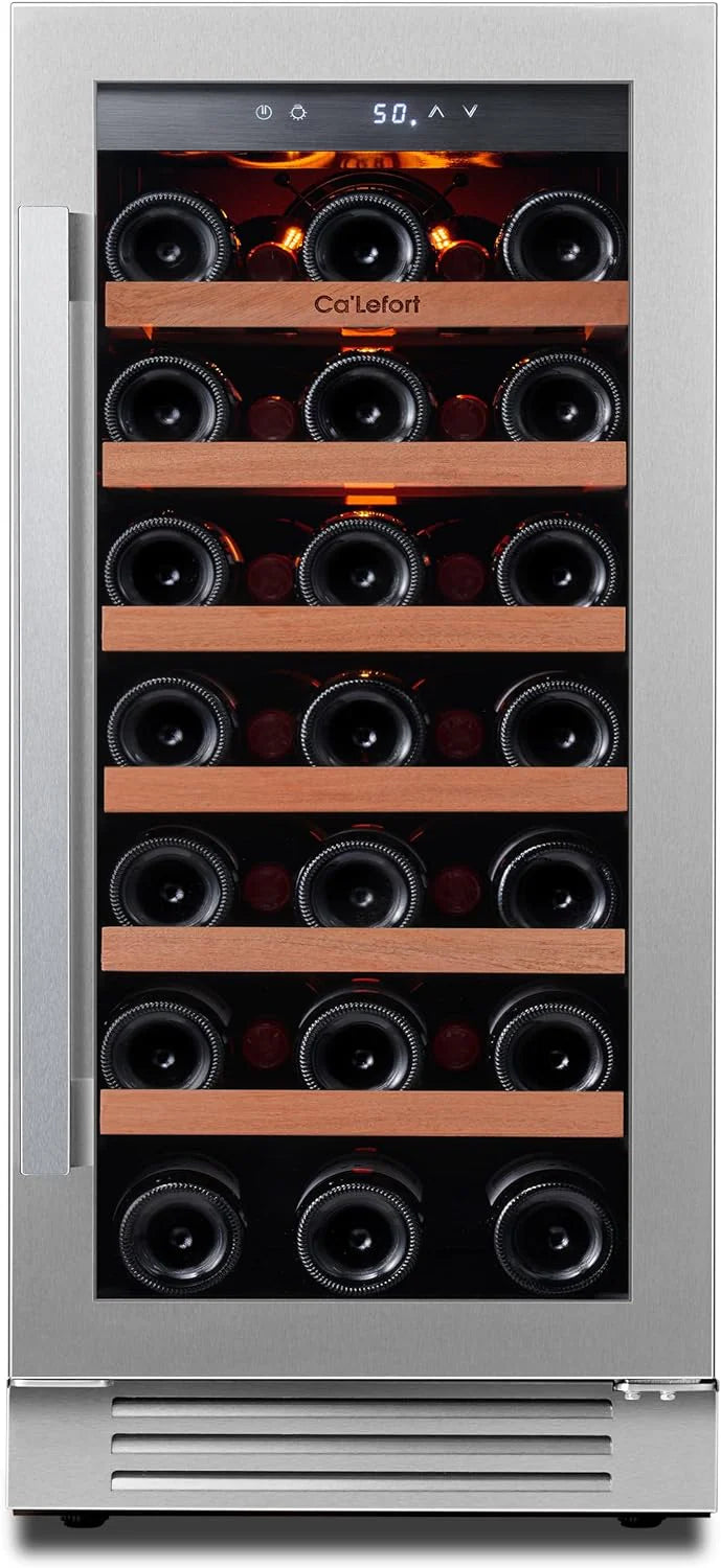 24'' Wine Cooler Refrigerator - 46 Bottle Wine Fridge Dual Zone with Modern Touch Intelligent Digital 40°-65°F Low Noise, Built in or Freestanding Wine Cooler for Home and Kitchen