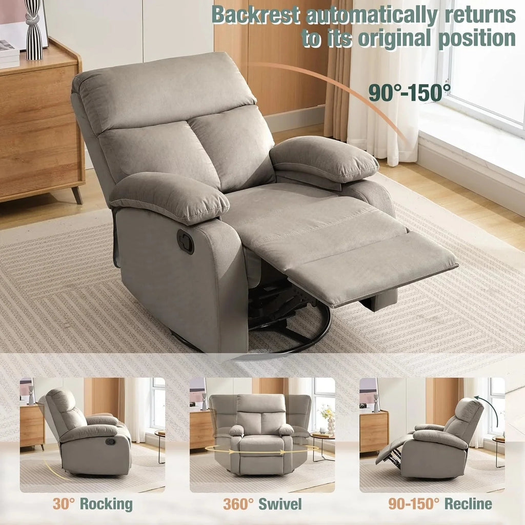 Small Swivel Rocker Recliner Chair for Compact Spaces