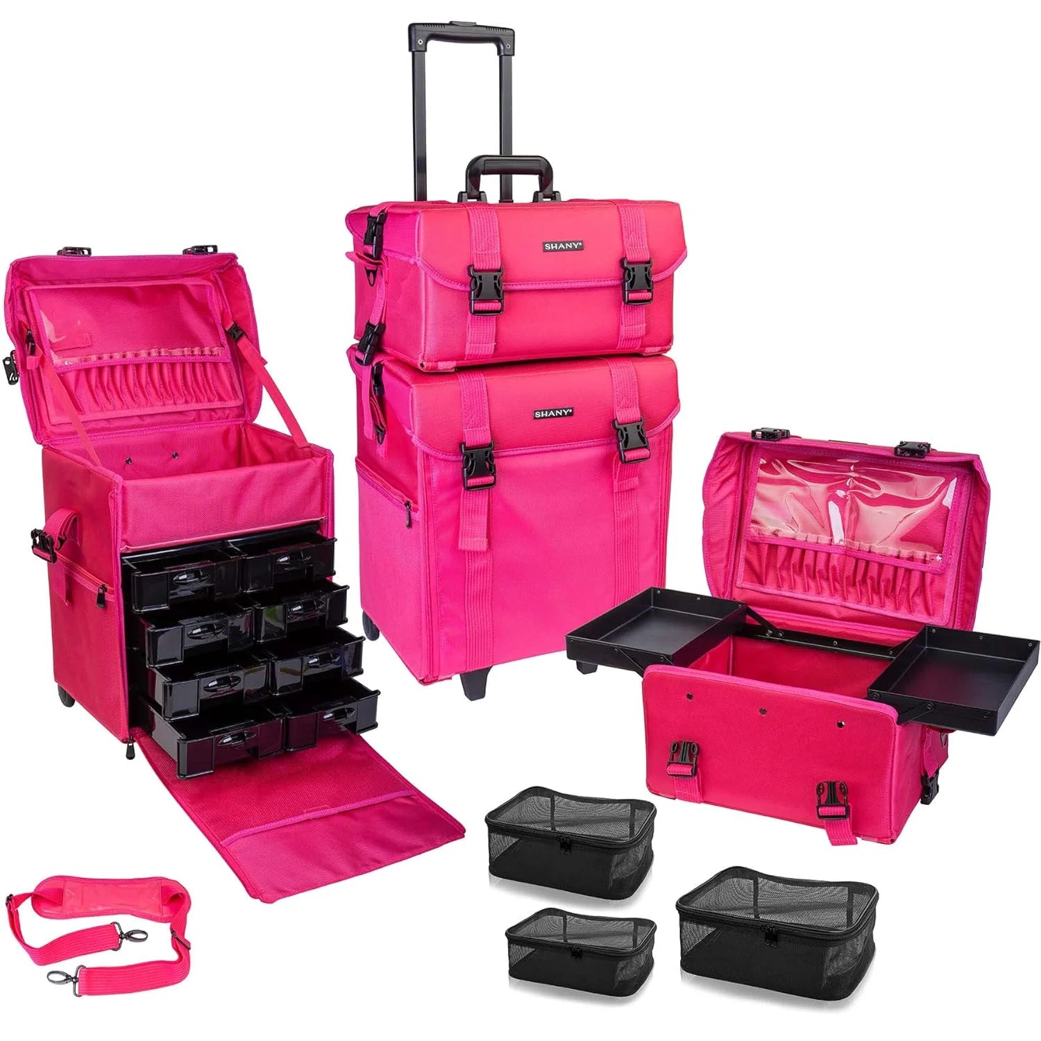 Jet Black Vinyl Cosmetic Case Travel Bag
