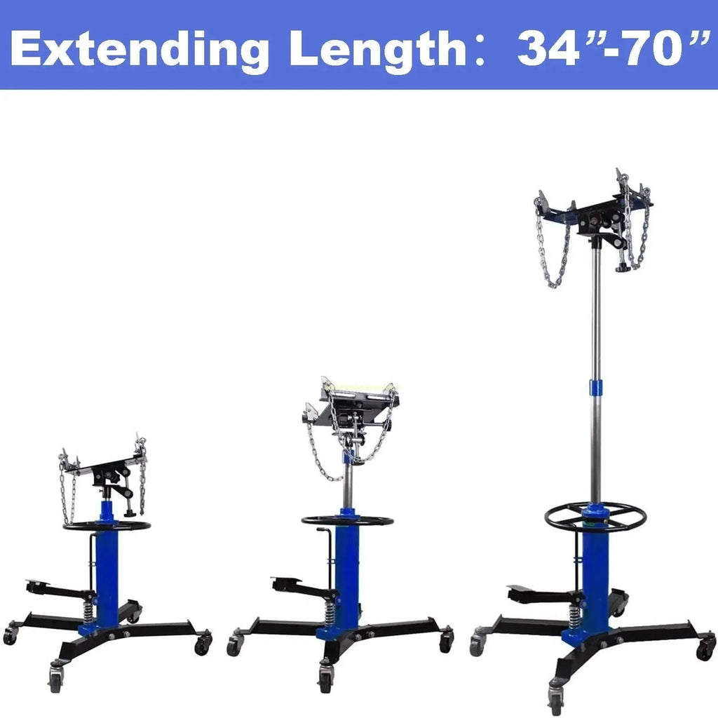 1660 Pounds Hydraulic Car Transmission Jack Vertical Lift with 360° Swivel Wheel Pedal ,Blue,33-70(0.75Ton)