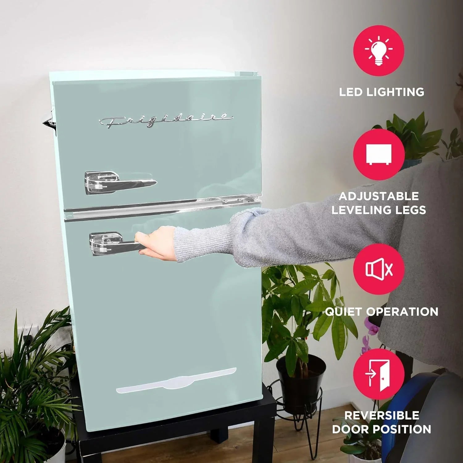 Frigidaire Retro Mini Fridge with Freezer & Side Bottle Opener-Small 2 Door Refrigerator for Office Bar or College Dorm Room-3.1 Cu Ft – 19”D x 20.5 W x 33.5 H