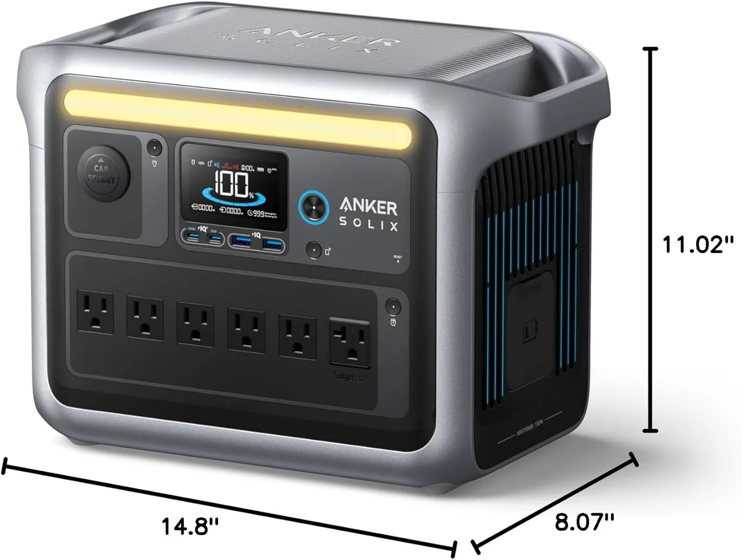SOLIX C1000 Portable Power Station with 200W Solar Panel, 1800W Solar Generator, 1056wh LFP (LiFePO4) Battery, 6 AC Outlets, Up to 2400W for Home, Power Outages, and Outdoor Camping