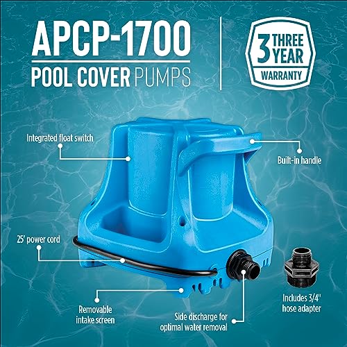 Little Giant APCP-1700 115-Volt, 1/3 HP, 1745 GPH, Automatic, Submersible, Swimming Pool Cover Pump