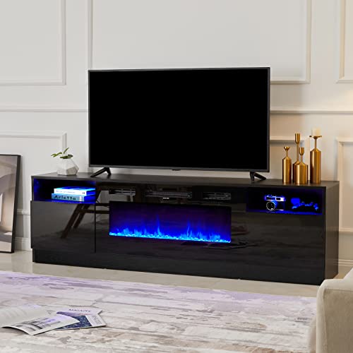 Amerlife Fireplace TV Stand with 36 Electric Fireplace, LED Light Entertainment Center